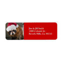 Merry Raccoon Christmas Labels