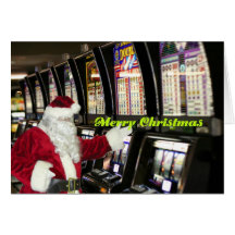 Merry Santa Slot Player Christmas Card