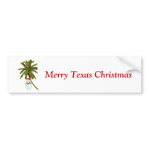 Merry Texas Christmas, snowman under palm Bumper Sticker