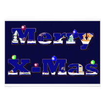 Merry X-Mas blau Individuelle Ankündigungen