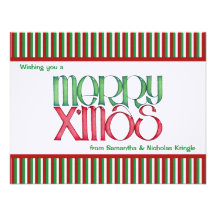 Merry X'mas green flat Christmas Card Announcement
