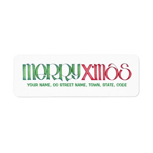 Merry X'mas green Return Address Label
