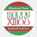 Merry Xmas green Round Kitchen Jar Label Stickers