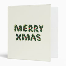 Merry Xmas Holly 3 Ring Binder