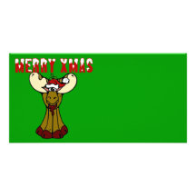 Merry Xmas Moose Custom Photo Card