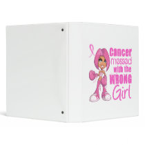 Messed With Wrong Girl Cartoon Breast Cancer Vinyl Binder