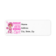 Messed With Wrong Girl Cartoon Breast Cancer Labels