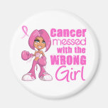 Messed With Wrong Girl Cartoon Breast Cancer Magnet