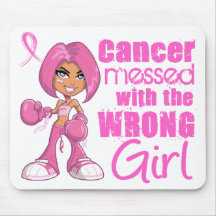 Messed With Wrong Girl Cartoon Breast Cancer Mousepads