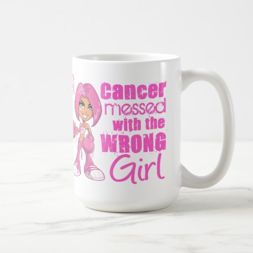 Messed With Wrong Girl Cartoon Breast Cancer Mugs