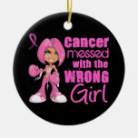 Messed With Wrong Girl Cartoon Breast Cancer Christmas Tree Ornaments