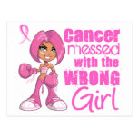 Messed With Wrong Girl Cartoon Breast Cancer Postcard