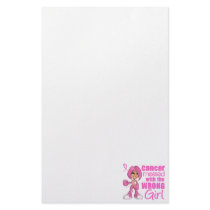 Messed With Wrong Girl Cartoon Breast Cancer Stationery Design