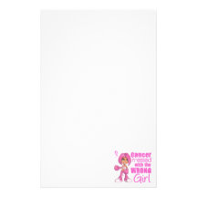 Messed With Wrong Girl Cartoon Breast Cancer Stationery Design