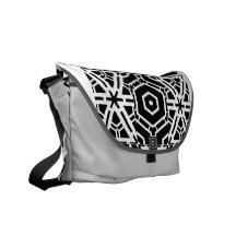 Messenger Bag-Awesome Black and White Abstract