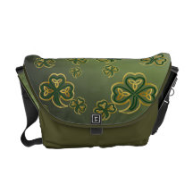 Messenger  Bag Gold and Green Shamrocks Courier Bags