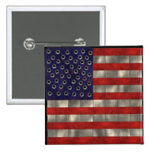 Metal Amercian Flag, Independence Day button