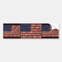 Metal Amercian Flag, Independence Day sticker Bumper Sticker