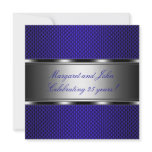 Metal Blue Silver 25th Anniversary Party Event Invitations