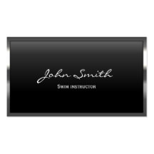 Metal Border Swim Instructor Business Card