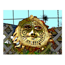 Metal Face Art On Fence near Dale, TX Postcard