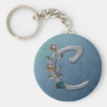 Metal Flowers Monogram C Keychain