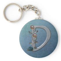 Metal Flowers Monogram D Keychain