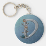 Metal Flowers Monogram D Keychain