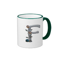 Metal Flowers Monogram F Coffee Mugs