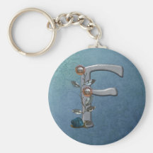 Metal Flowers Monogram F Keychain