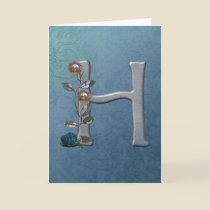 Metal Flowers Monogram H cards