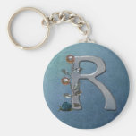 Metal Flowers Monogram R Keychain