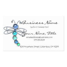 Metal & Glass Dragonfly Design 2 Business Cards