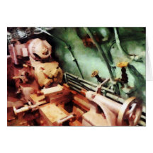 Metal Lathe in Submarine Greeting Card