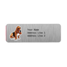 Metal look; Basset Hound Return Address Label