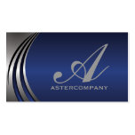 Metal silver grey blue eye-catching, monogram business card