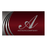 Metal silver grey burgundy red, monogram business business cards