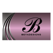 Metal silver grey dusty pink eye-catching monogram business card template