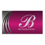 Metal silver grey fuchsia, eye-catching monogram business cards