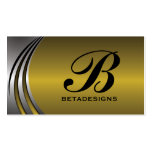 Metal silver grey, gold eye-catching monogram business cards