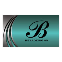 Metal silver grey teal, eye-catching monogram business card templates