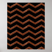Metalic Bronze Zig Zag Pattern Posters