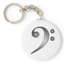 Metallic Bass Clef Key Chain