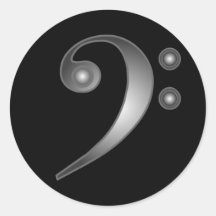 Metallic Bass Clef Round Stickers