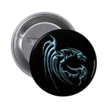 Metallic Blue Dragon with Stripes Button
