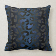 Metallic Blue Leopard Skin Pillow