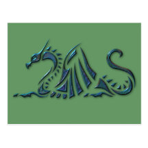 Metallic Blue Sea Dragon Post Cards