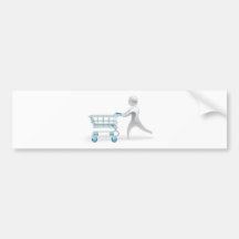 Metallic character shopping cart trolly concept bumper stickers