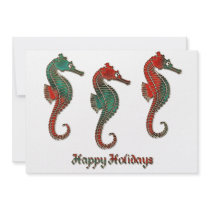 Metallic Christmas Seahorse Trio