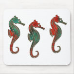 Metallic Christmas Seahorse Trio Mouse Pad